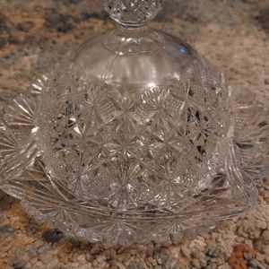 Cut glass butter dish